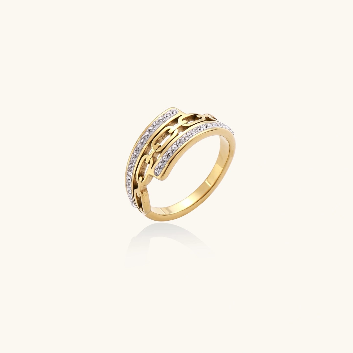 Chain Link Crystal Ring