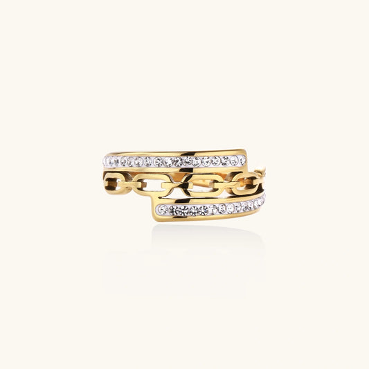 Chain Link Crystal Ring